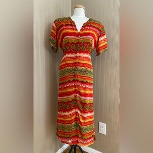 Vintage Sofia Colourful Lightweight Button Down Dress Women’s Medium